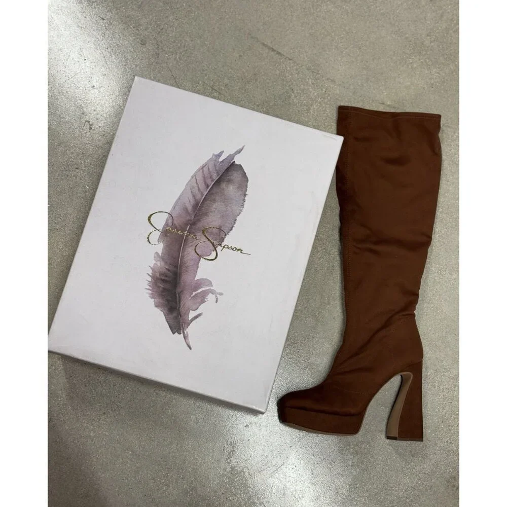 JESSICA SIMPSON/ JS-Daniyah / Zipper / Knee-High Platform / Boots - Brown / Suad